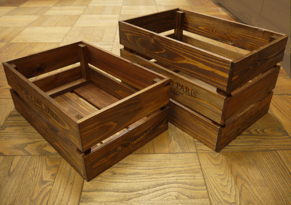 ハンズマンネットショップ / 箱 収納ボックス ウッドボックス / アンティークボックス 大 ブラウン 450×300×280mm 木箱 木製